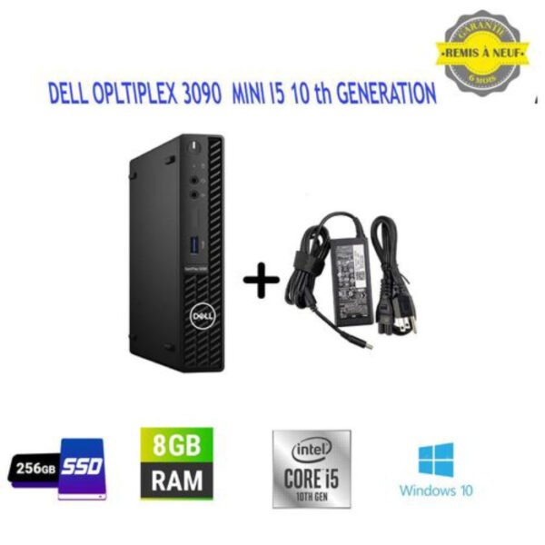 DELL Ordinateur l Optiplex 3090 Micro - Core i5 2.3 GHz - SSD 256 Go - RAM 8 Go