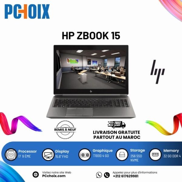 HP ZBook 15 G6 Intel Core i7-9850H I 32Go I 512Go NVMe SSD I Quadro T1000 4Go I 15.6″ FHD [Remis à Neuf]