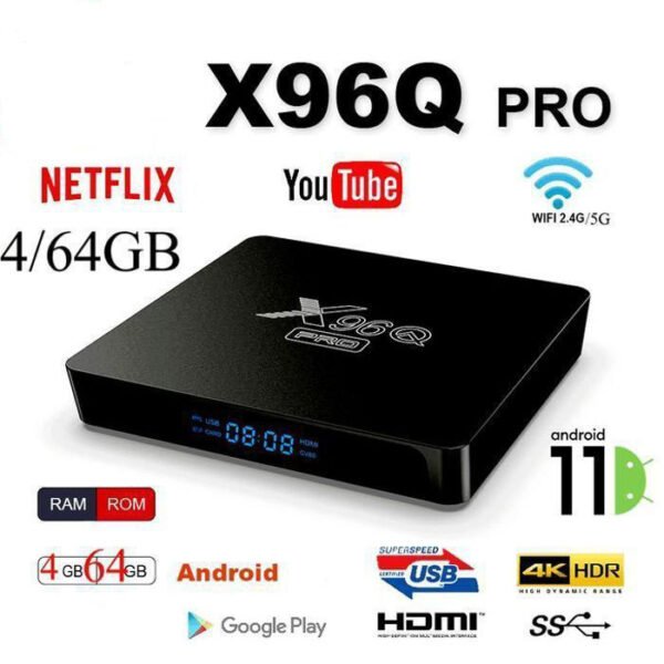 TV BOX X96Q PRO 4K يتضمن اشتراك مجاني لمدنة سنة كاملة